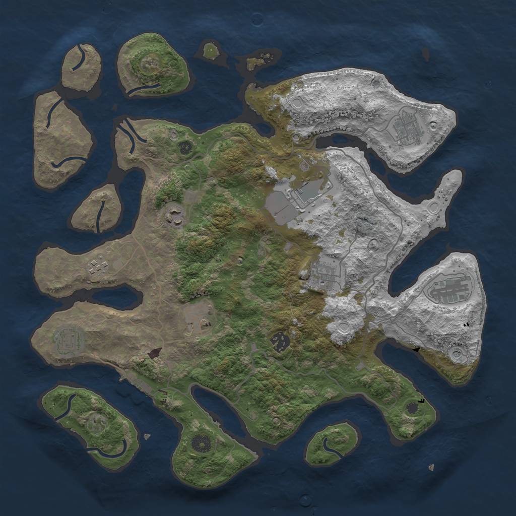 Rust Map: Procedural Map, Size: 4000, Seed: 499855651, 19 Monuments