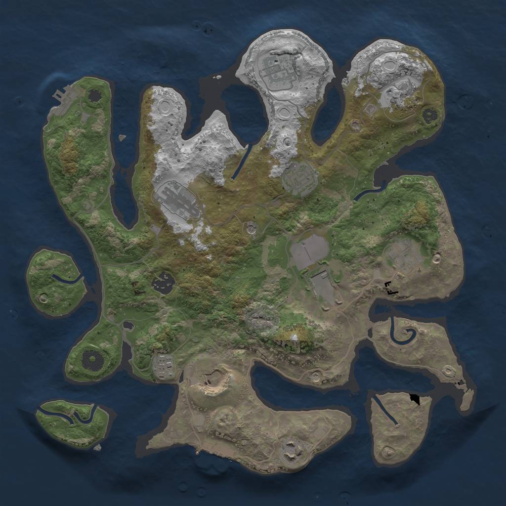 Rust Map: Procedural Map, Size: 3500, Seed: 49064353, 18 Monuments