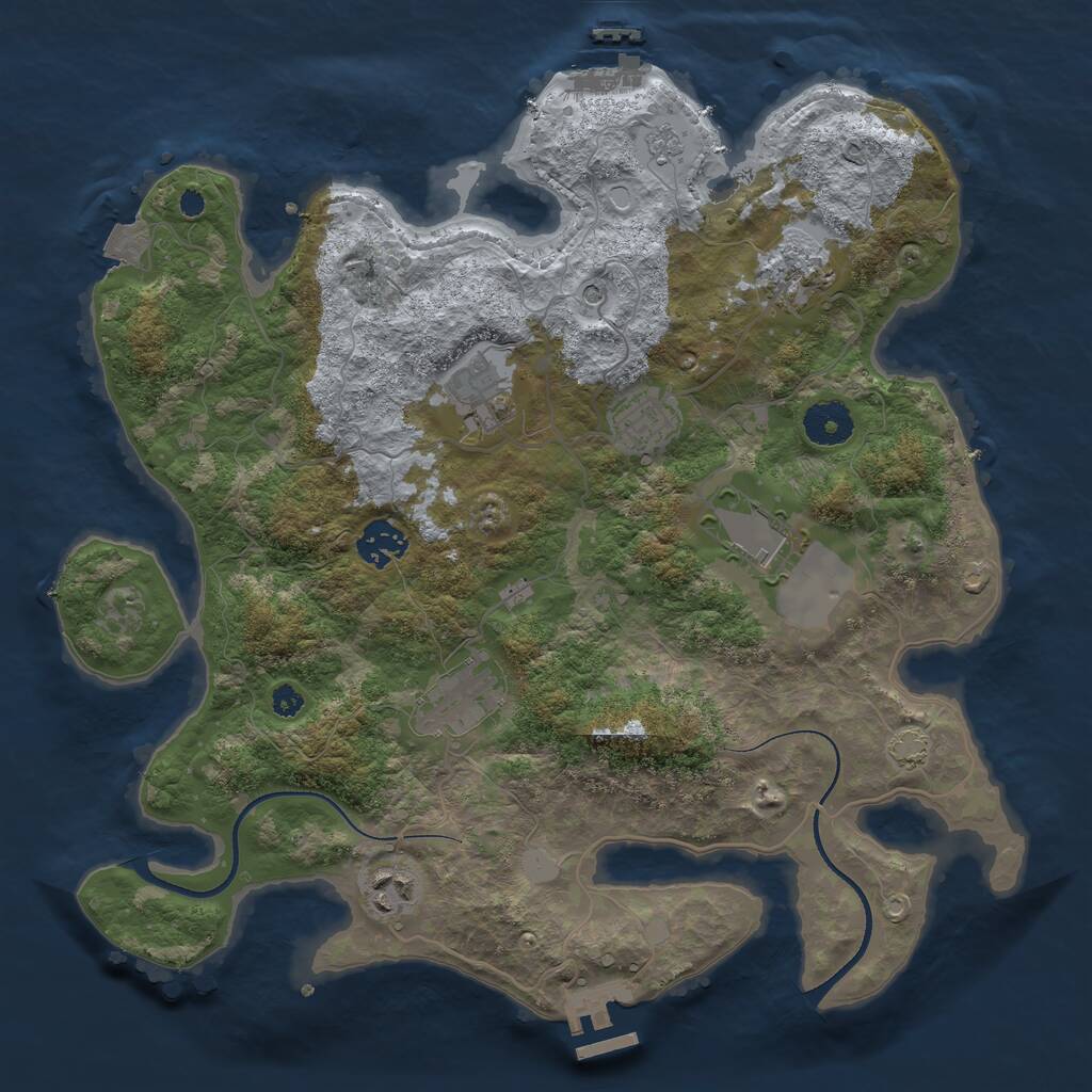 Rust Map: Procedural Map, Size: 3500, Seed: 49064353, 13 Monuments