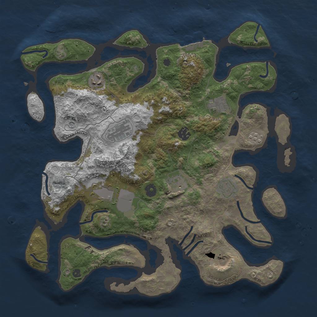 Rust Map: Procedural Map, Size: 3800, Seed: 184032983, 19 Monuments