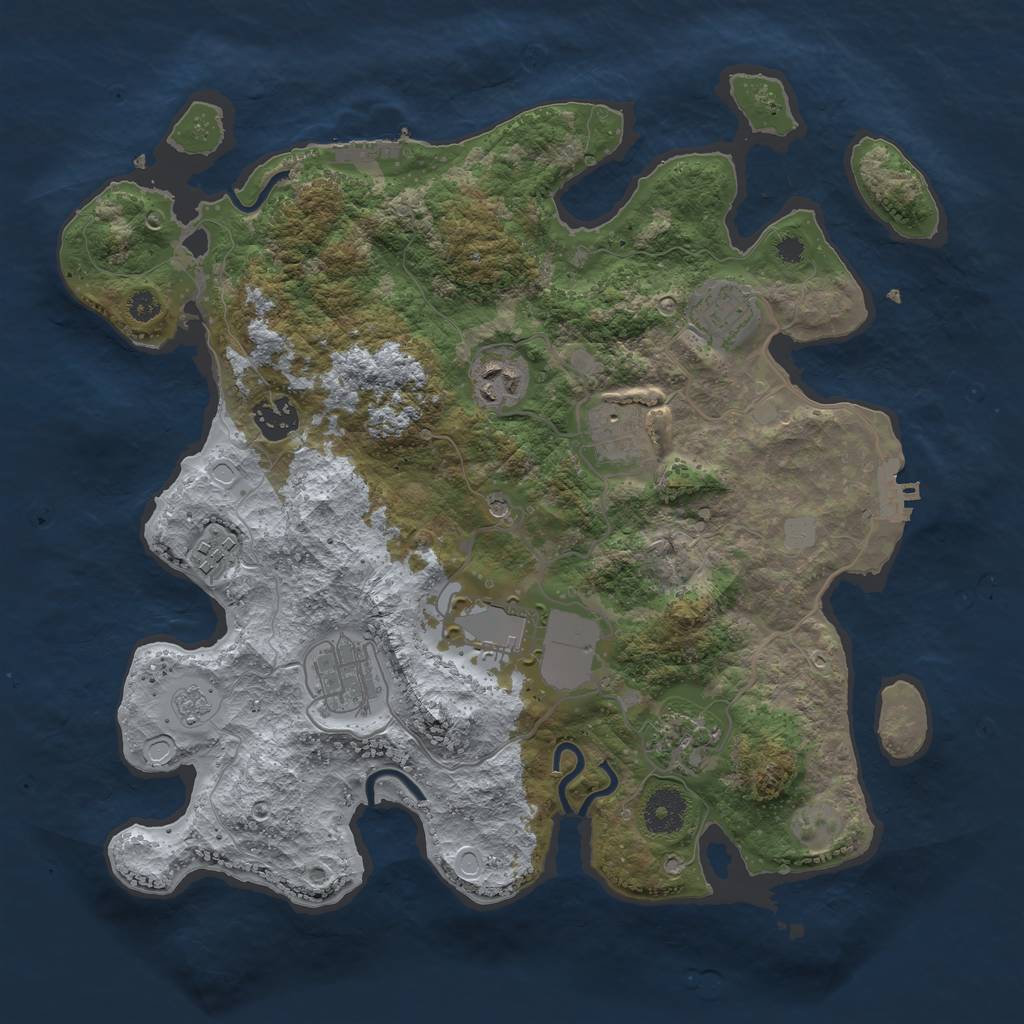 Rust Map: Procedural Map, Size: 3500, Seed: 6453232, 17 Monuments