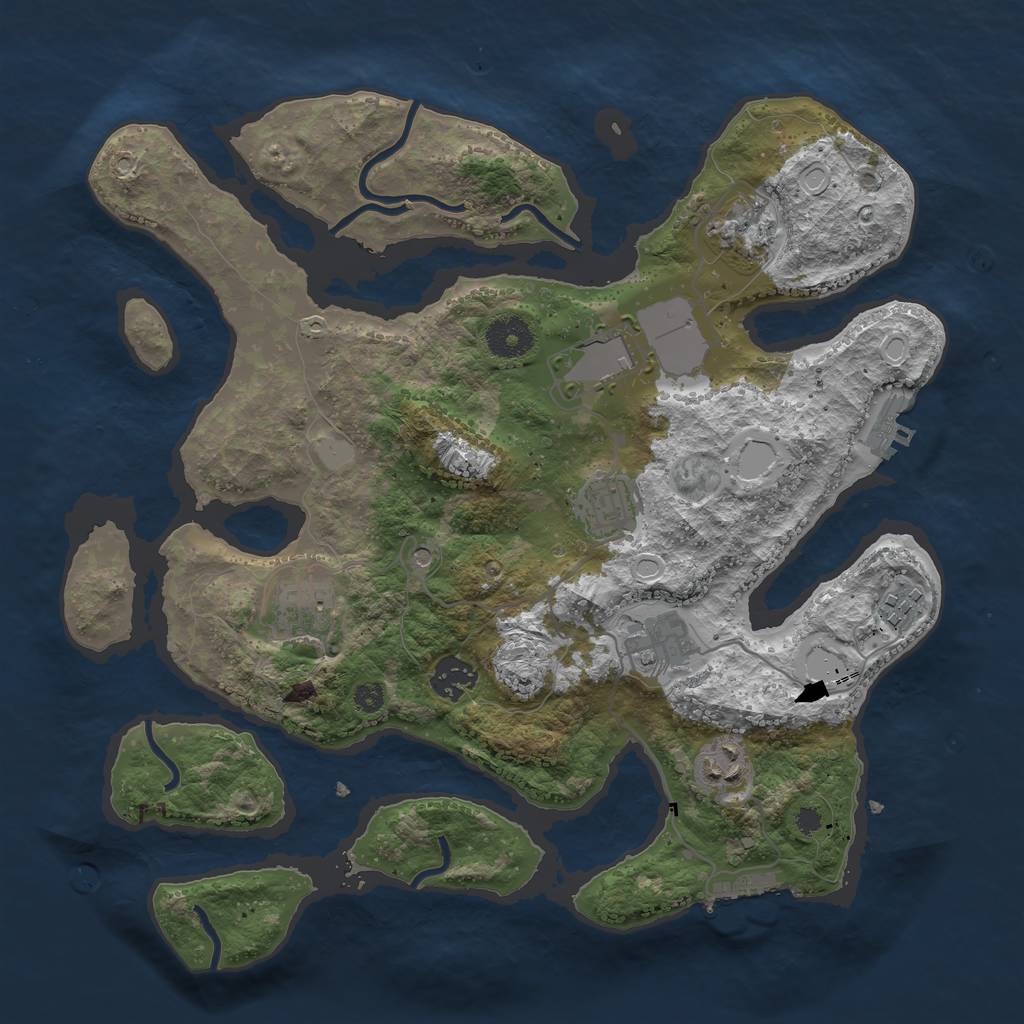 Rust Map: Procedural Map, Size: 3500, Seed: 2487310, 16 Monuments