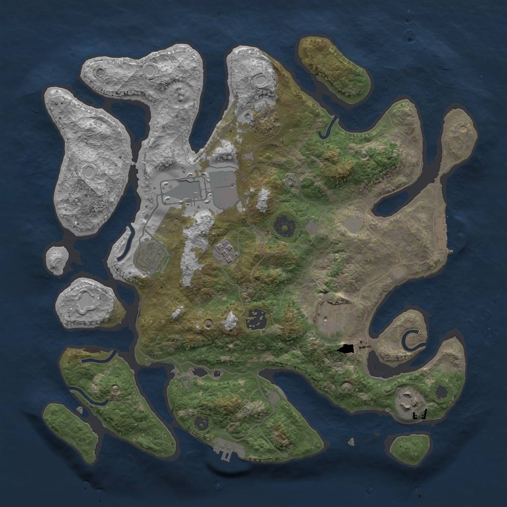 Rust Map: Procedural Map, Size: 3500, Seed: 961310, 14 Monuments