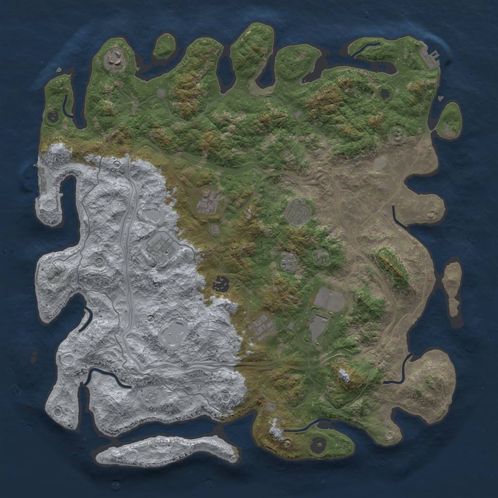 Rust Map: Procedural Map, Size: 4500, Seed: 803800953, 15 Monuments