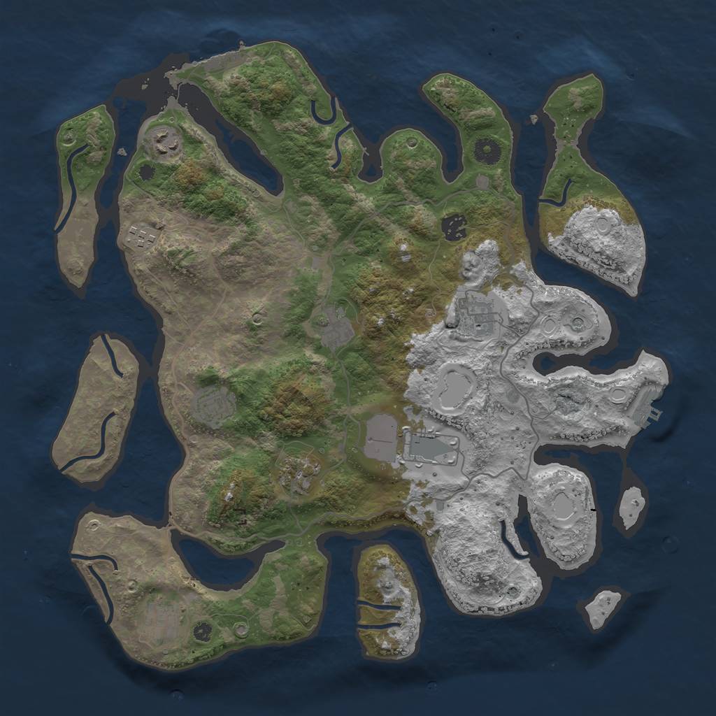 Rust Map: Procedural Map, Size: 4000, Seed: 39575, 20 Monuments