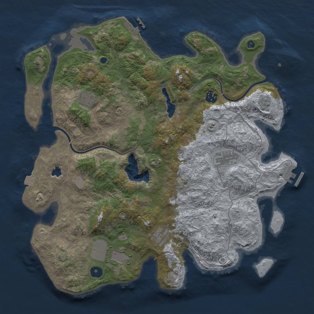 Rust Map: Procedural Map, Size: 4000, Seed: 39575, 12 Monuments