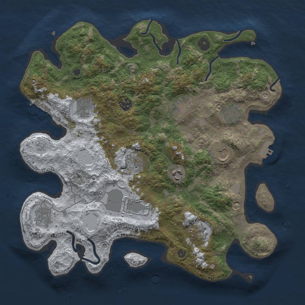 Rust Map: Procedural Map, Size: 3700, Seed: 615068426, 19 Monuments