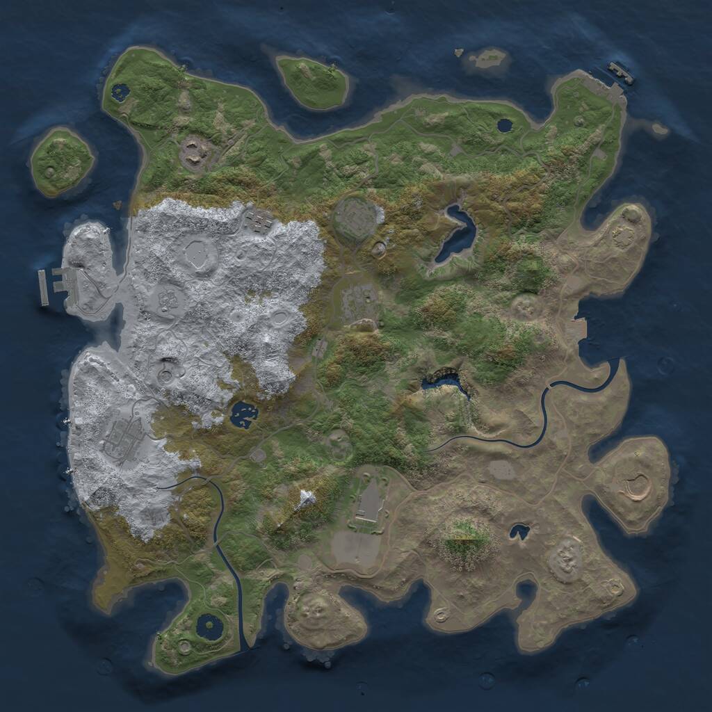 Rust Map: Procedural Map, Size: 4000, Seed: 5425, 14 Monuments