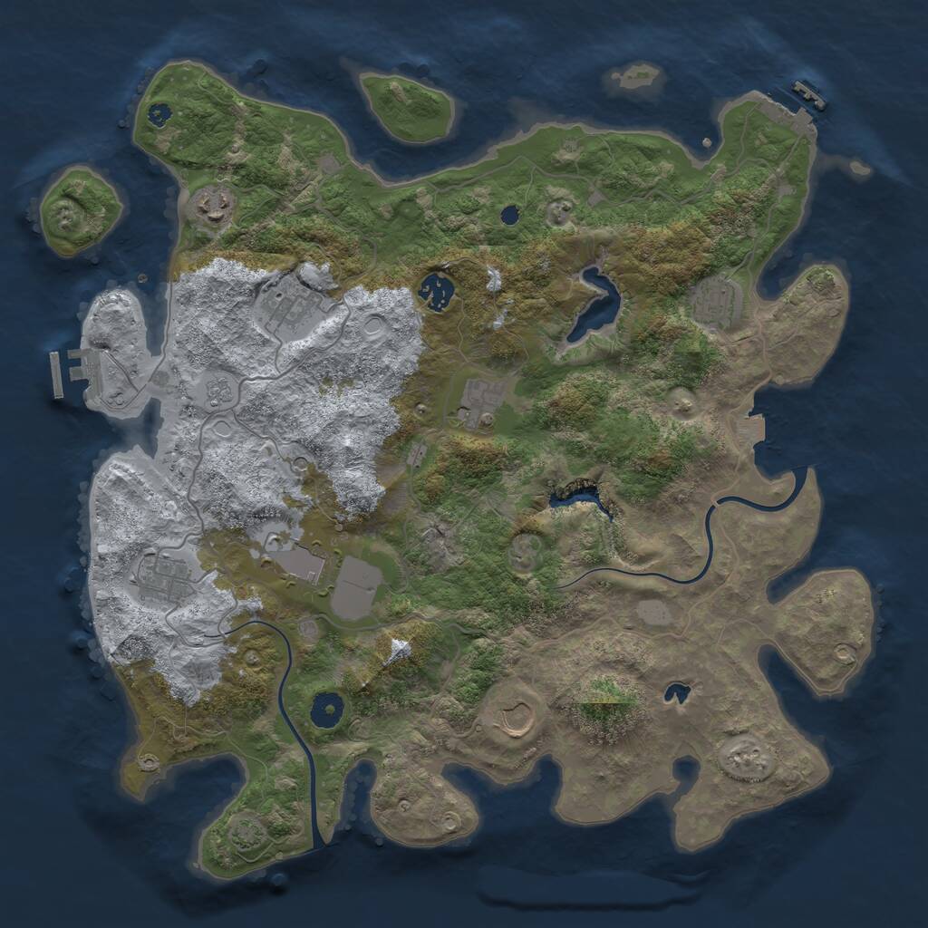 Rust Map: Procedural Map, Size: 4000, Seed: 5425, 14 Monuments