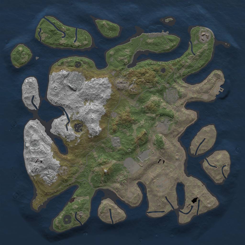 Rust Map: Procedural Map, Size: 4000, Seed: 5425, 14 Monuments