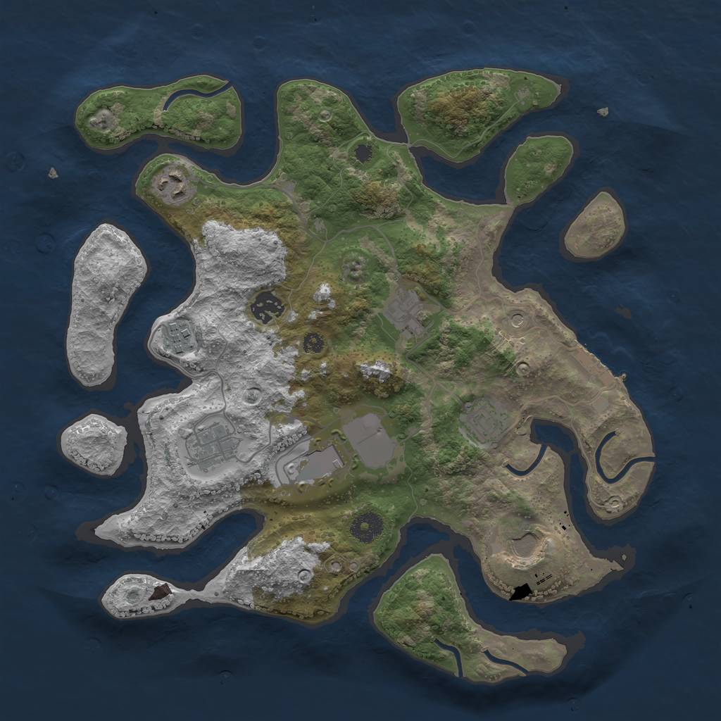 Rust Map: Procedural Map, Size: 3500, Seed: 154552, 12 Monuments