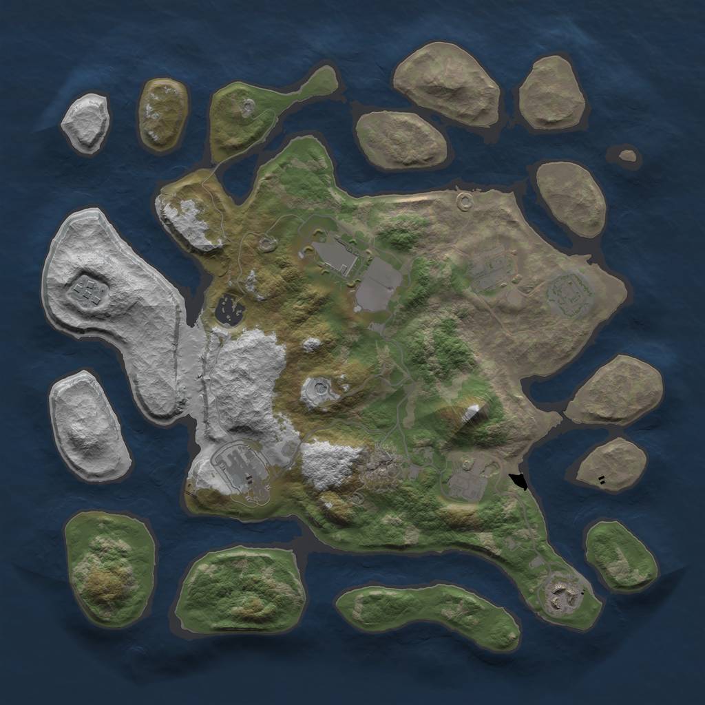 Rust Map: Barren, Size: 3600, Seed: 456173, 11 Monuments