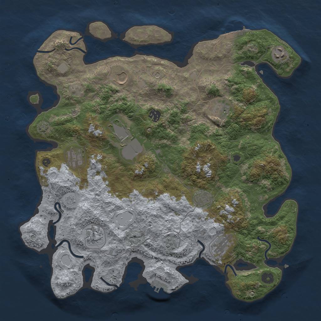 Rust Map: Procedural Map, Size: 3999, Seed: 7, 18 Monuments