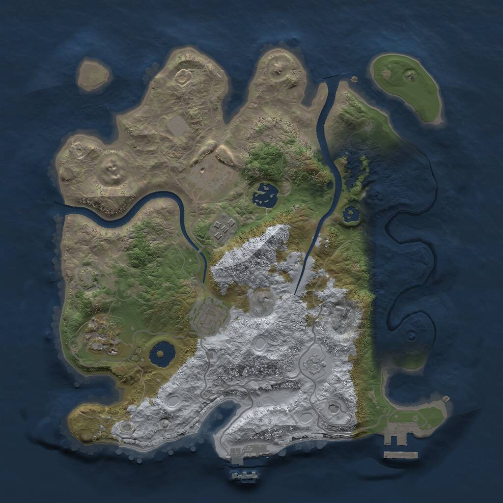 Rust Map: Procedural Map, Size: 3000, Seed: 1984021232, 11 Monuments