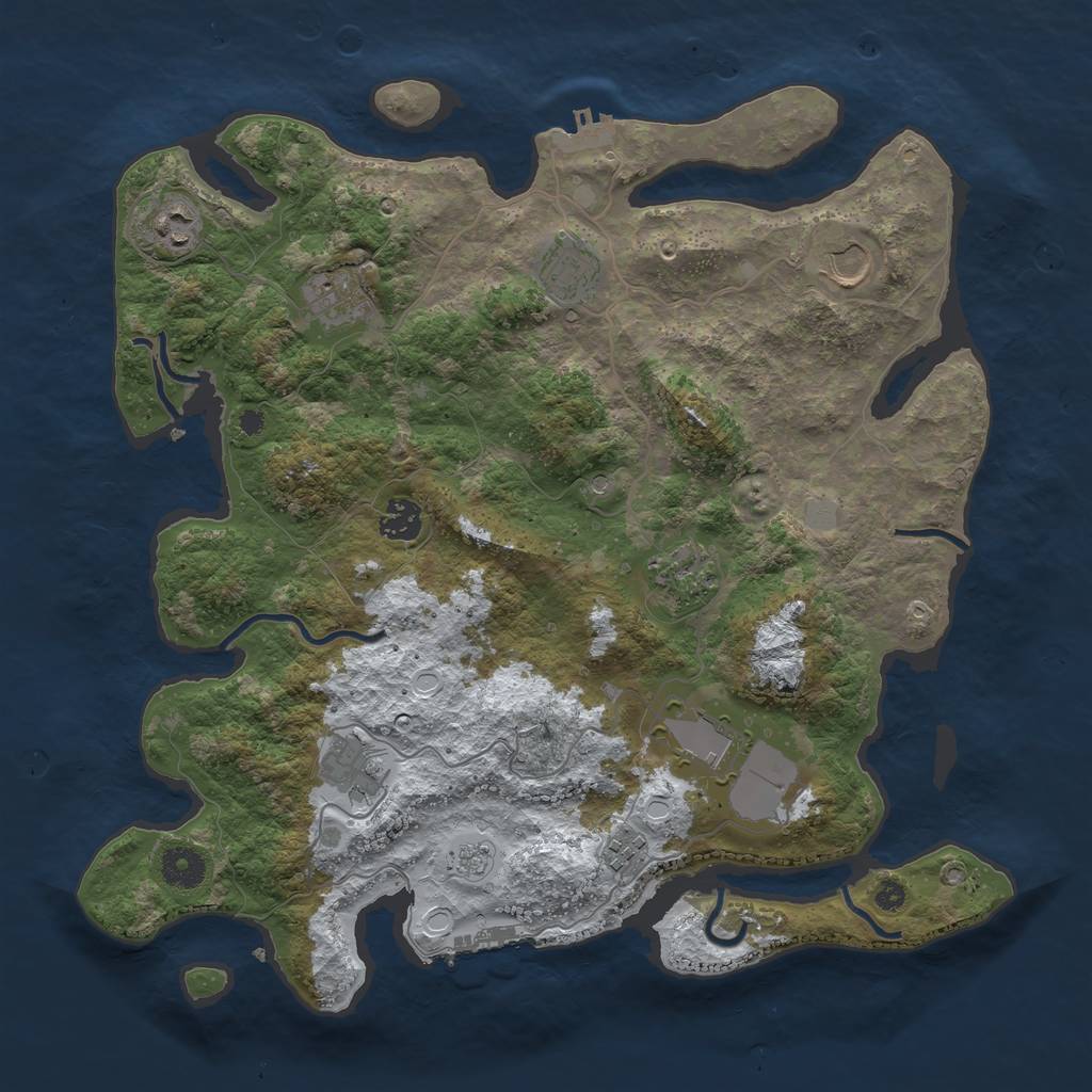 Rust Map: Procedural Map, Size: 3800, Seed: 619000120, 18 Monuments