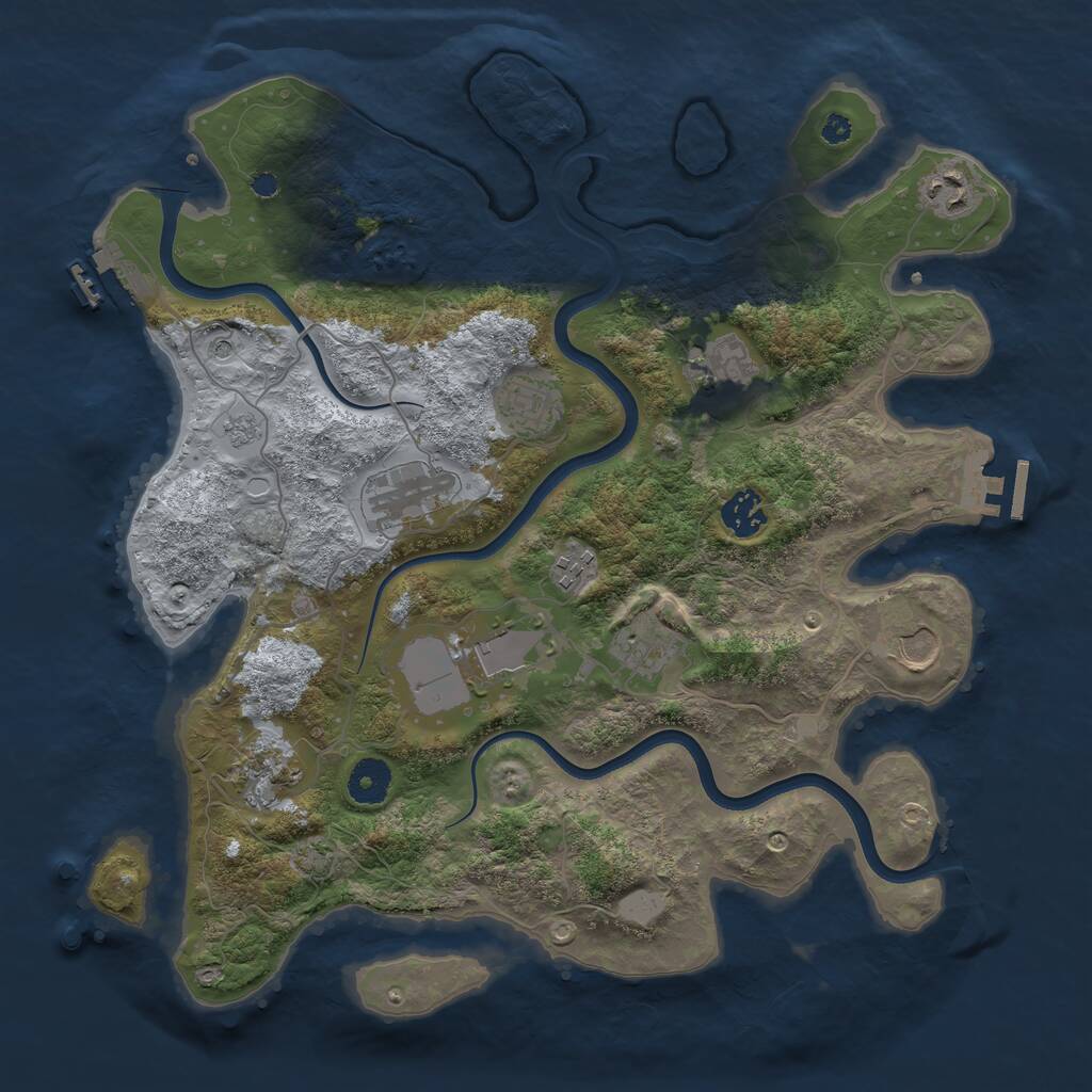 Rust Map: Procedural Map, Size: 3700, Seed: 1801649475, 16 Monuments