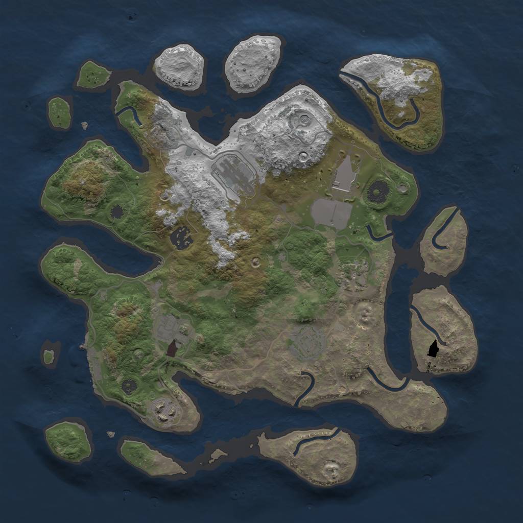 Rust Map: Procedural Map, Size: 3500, Seed: 139736139, 11 Monuments