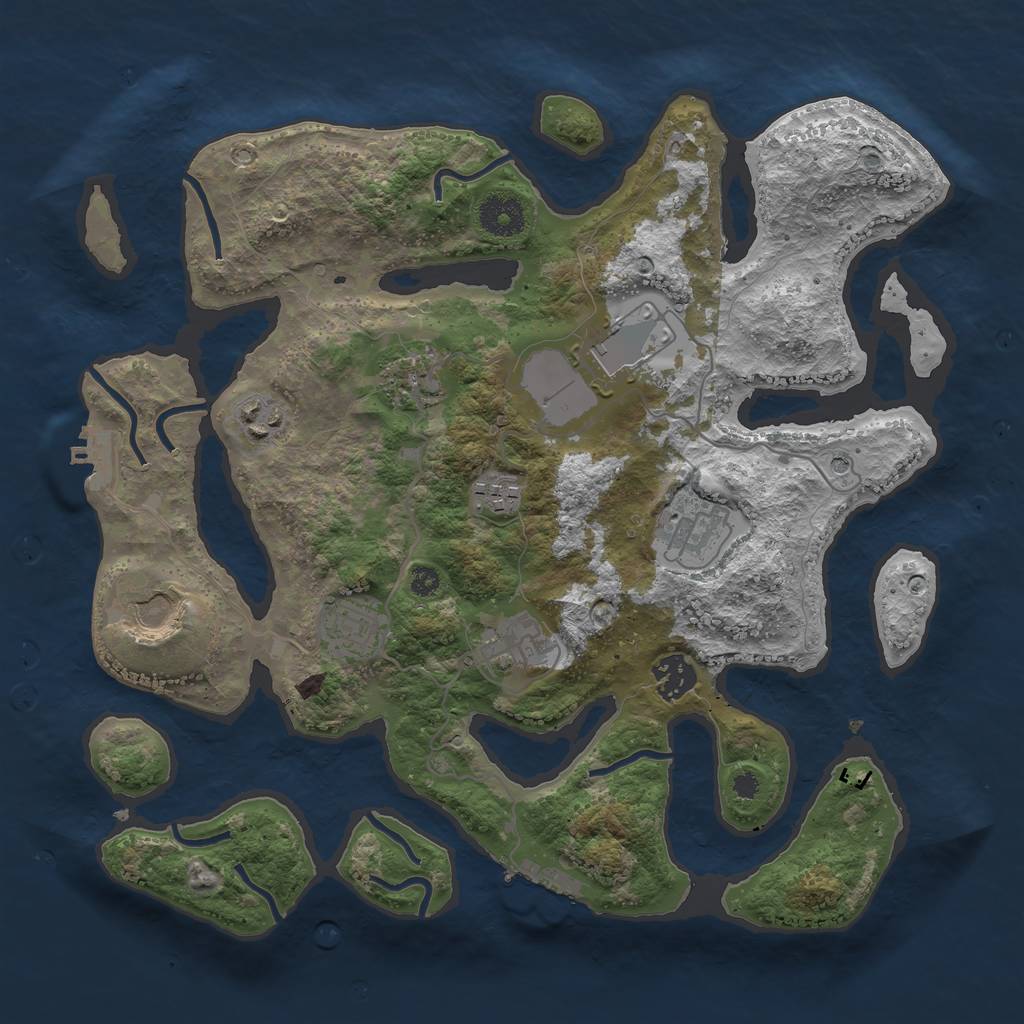 Rust Map: Procedural Map, Size: 3500, Seed: 596044, 14 Monuments