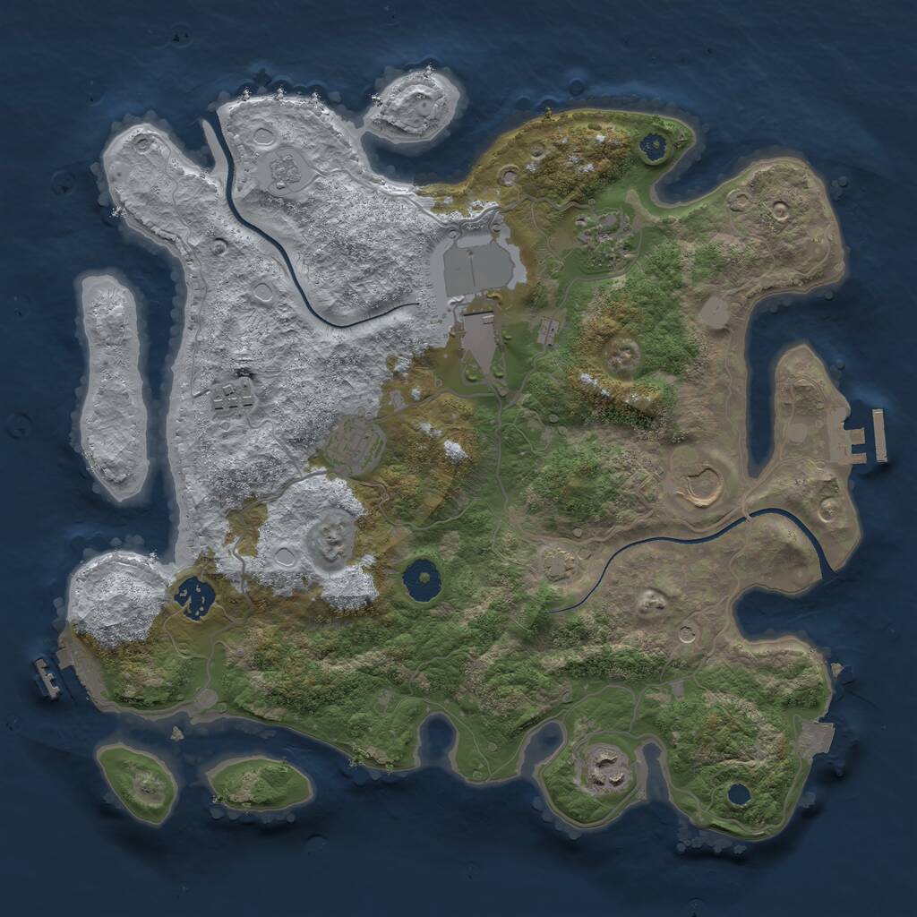 Rust Map: Procedural Map, Size: 3500, Seed: 9442013, 13 Monuments