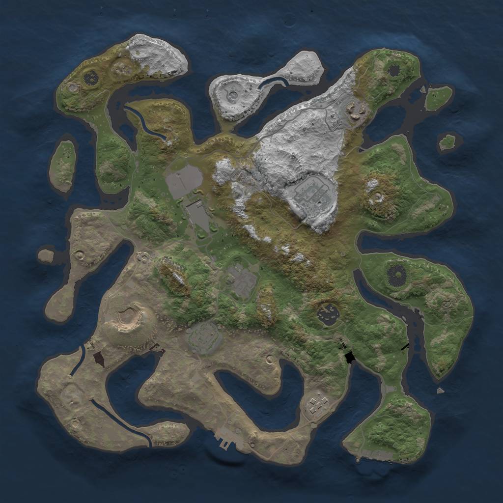 Rust Map: Procedural Map, Size: 3600, Seed: 1458857353, 13 Monuments