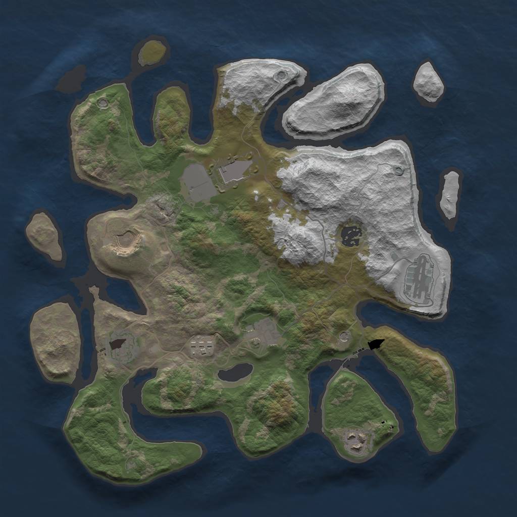 Rust Map: Barren, Size: 3600, Seed: 210494, 11 Monuments