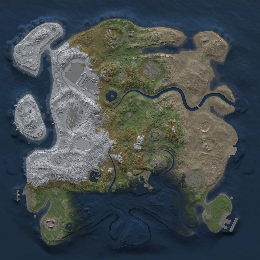 Rust Map: Procedural Map, Size: 3500, Seed: 735813, 16 Monuments