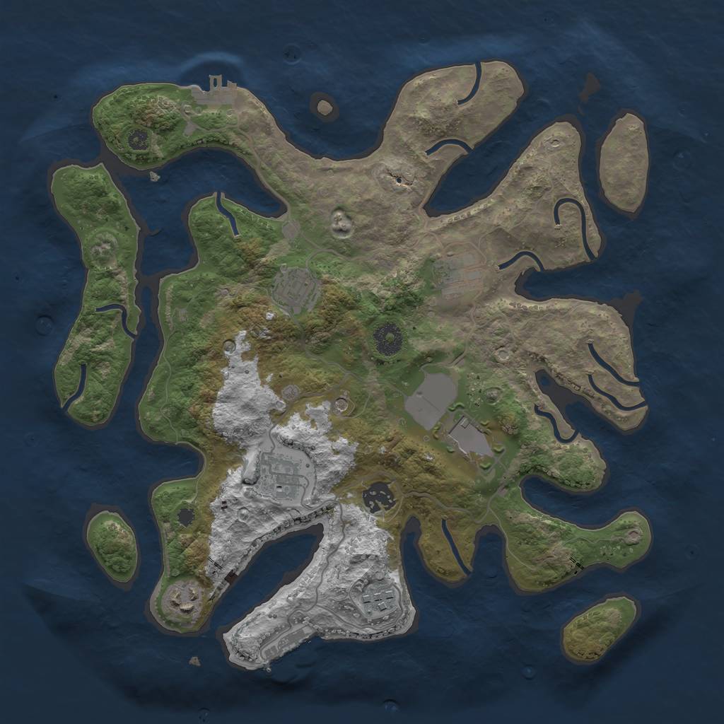 Rust Map: Procedural Map, Size: 3500, Seed: 171694, 12 Monuments