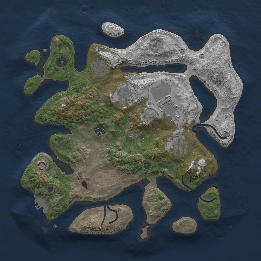 Rust Map: Procedural Map, Size: 3500, Seed: 907538, 14 Monuments