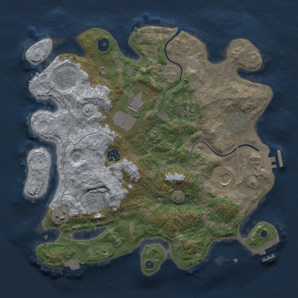 Rust Map: Procedural Map, Size: 3550, Seed: 1583655541, 14 Monuments
