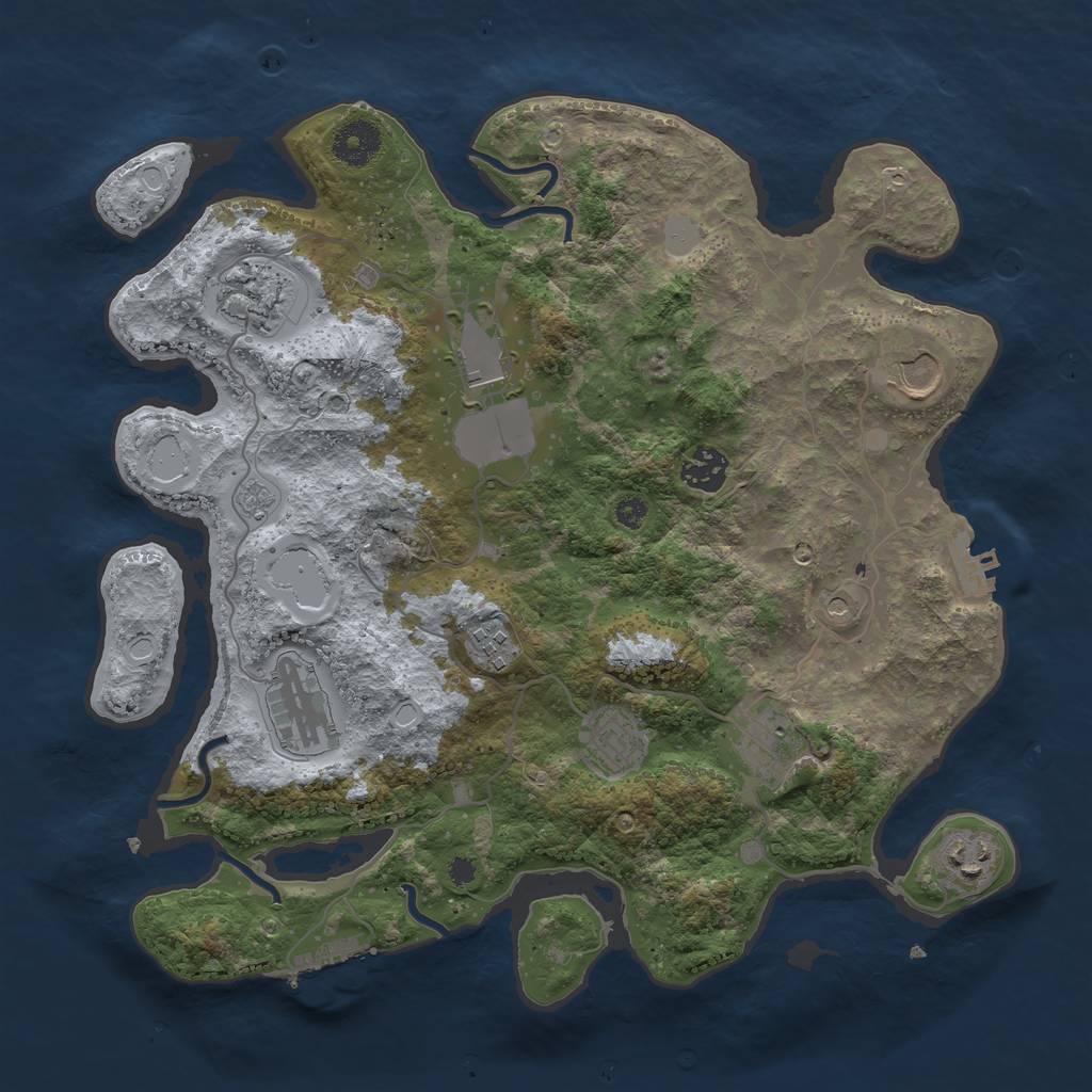 Rust Map: Procedural Map, Size: 3550, Seed: 1583655541, 16 Monuments