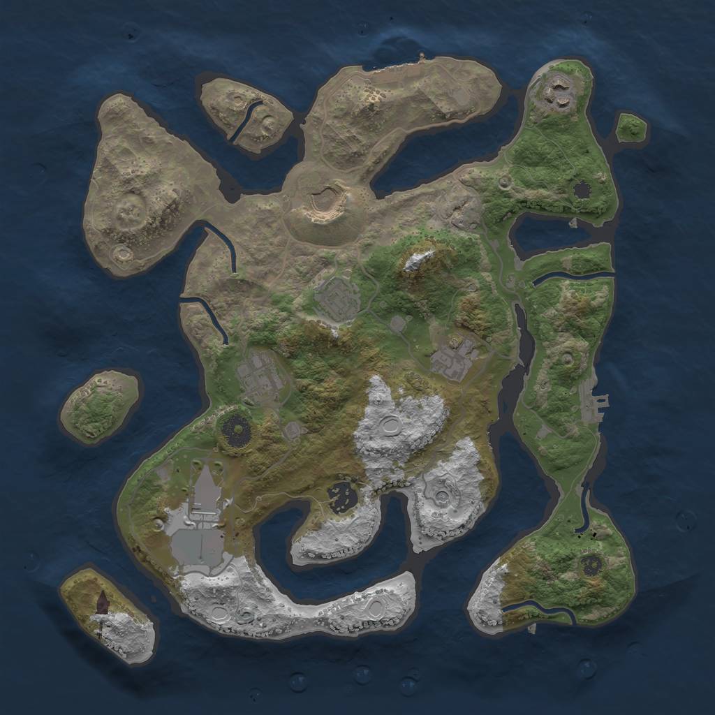 Rust Map: Procedural Map, Size: 3500, Seed: 885321, 18 Monuments