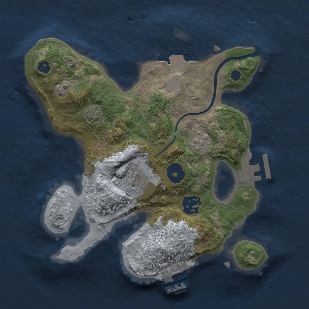 Rust Map: Procedural Map, Size: 2500, Seed: 971524, 7 Monuments