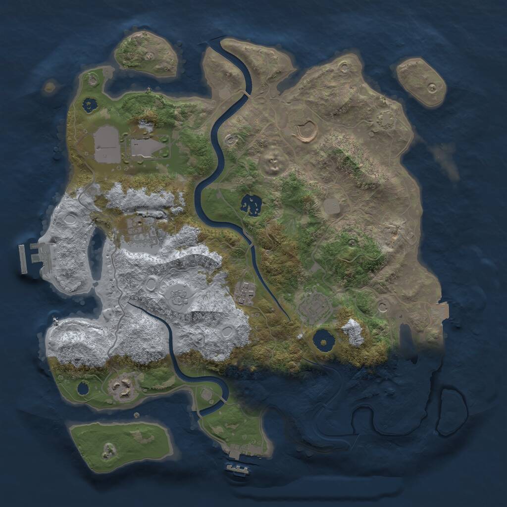 Rust Map: Procedural Map, Size: 3500, Seed: 794634, 13 Monuments