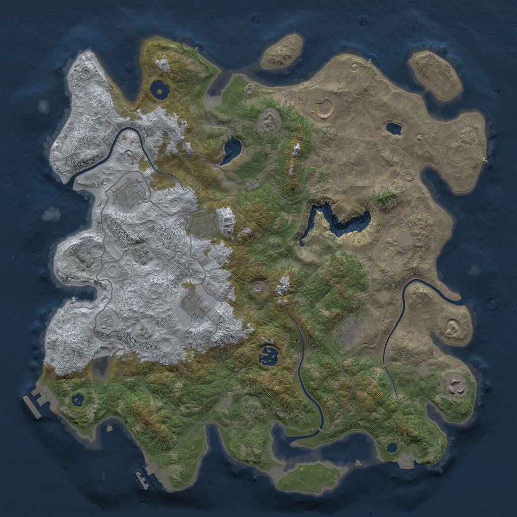 Rust Map: Procedural Map, Size: 4050, Seed: 1486055516, 14 Monuments