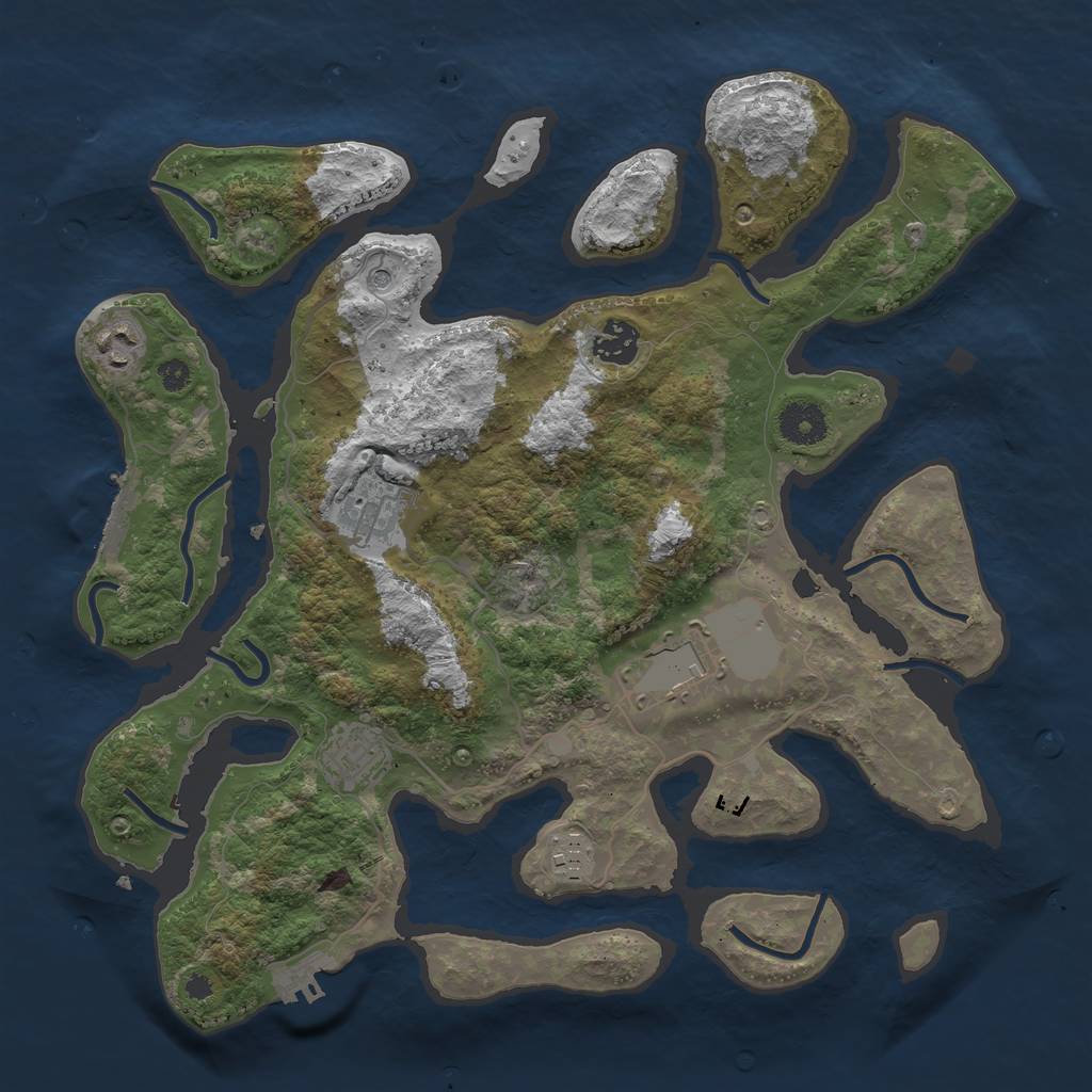 Rust Map: Procedural Map, Size: 3600, Seed: 3600, 11 Monuments