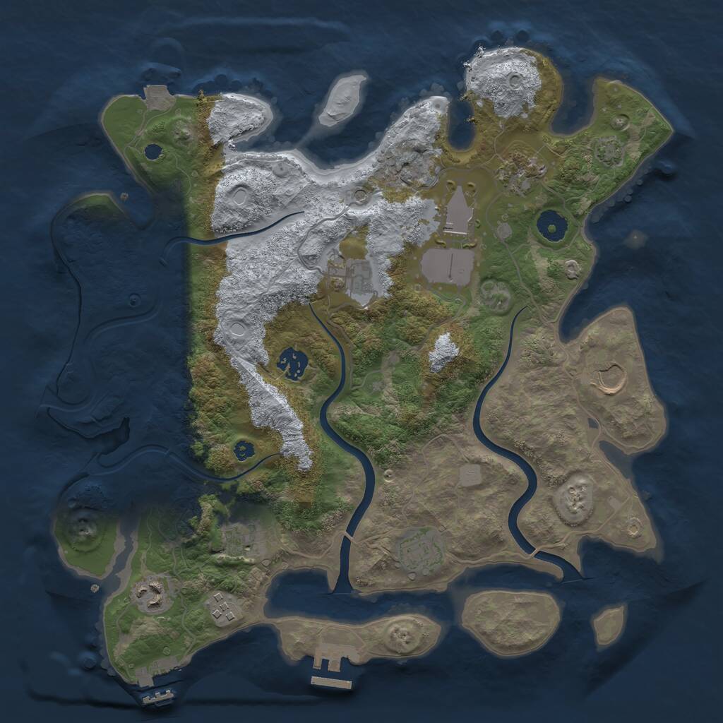 Rust Map: Procedural Map, Size: 3600, Seed: 3600, 14 Monuments