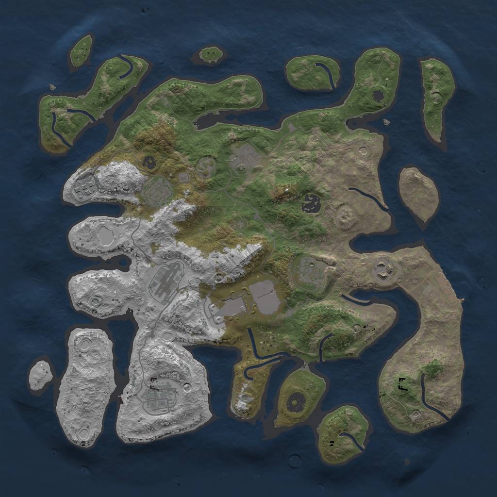 Rust Map: Procedural Map, Size: 3800, Seed: 214233267, 19 Monuments