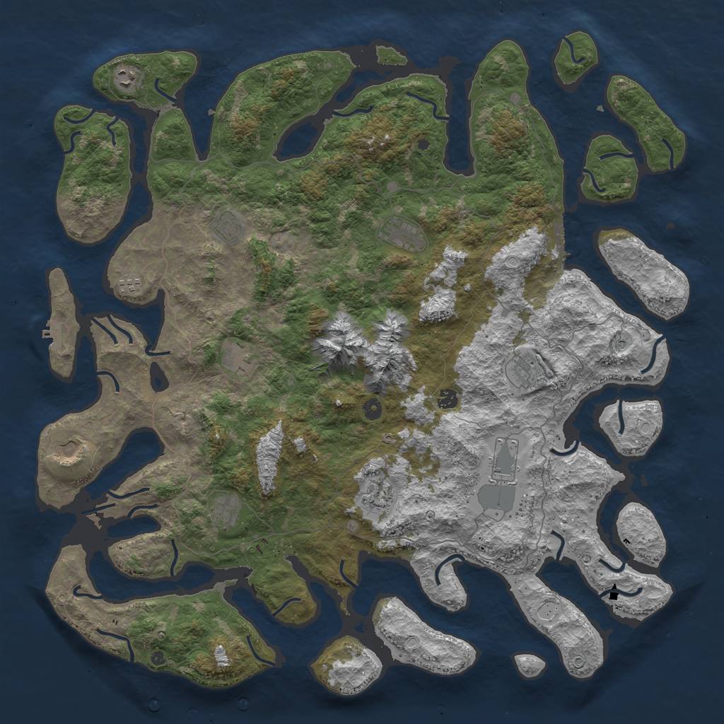 Rust Map: Procedural Map, Size: 5263, Seed: 1674454925, 19 Monuments