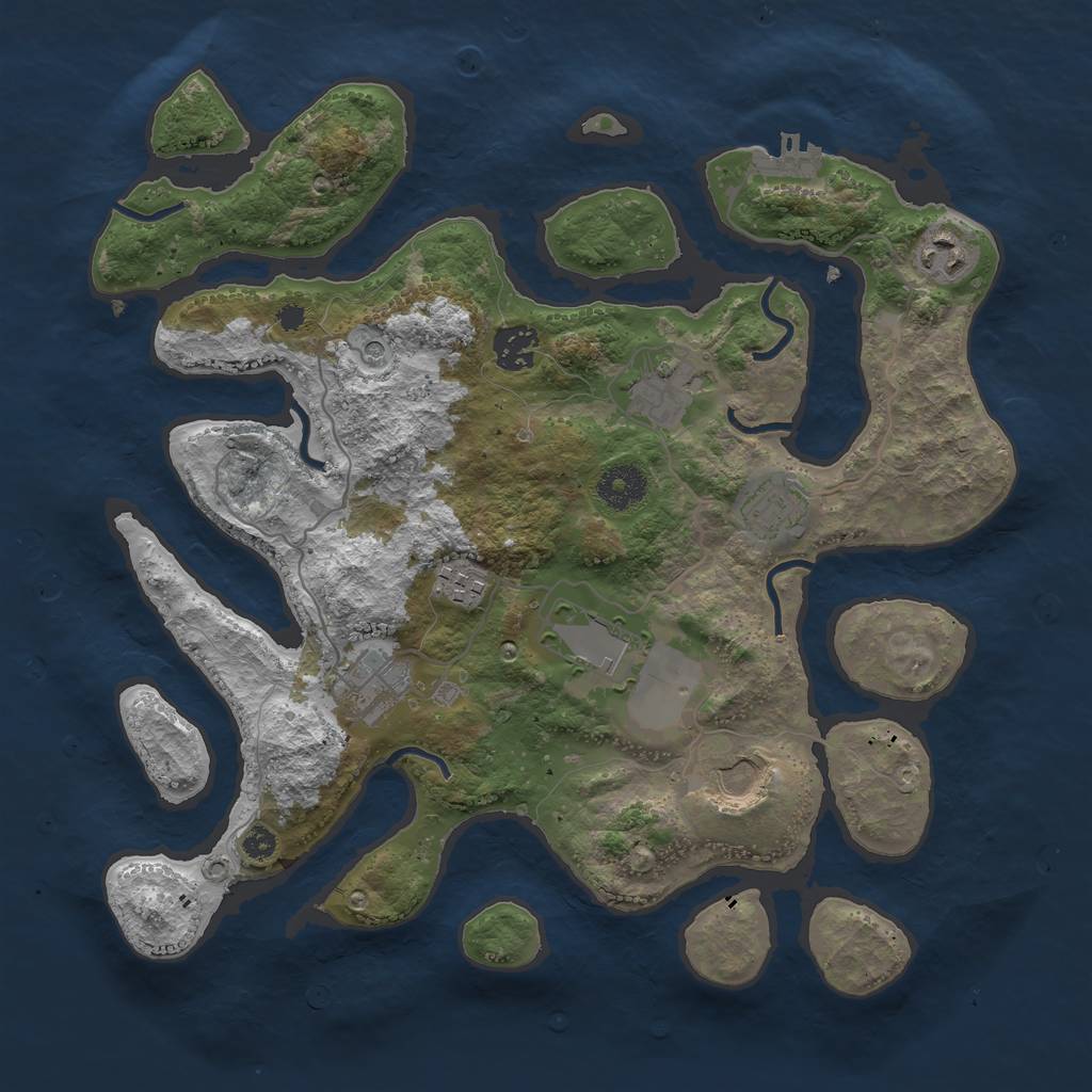 Rust Map: Procedural Map, Size: 3500, Seed: 907626, 12 Monuments