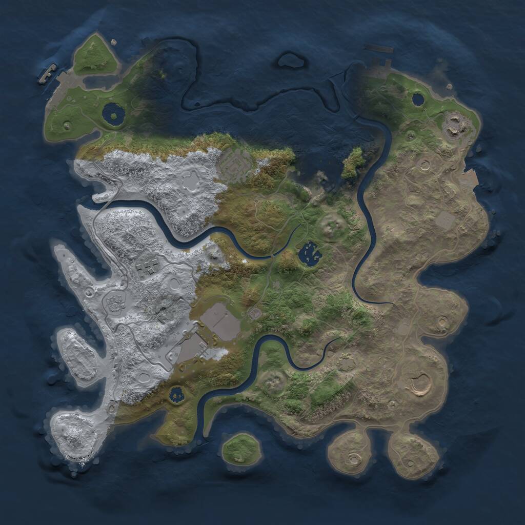 Rust Map: Procedural Map, Size: 3500, Seed: 907626, 13 Monuments