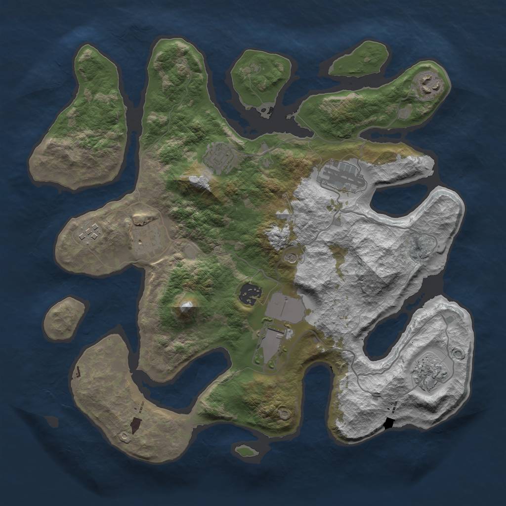 Rust Map: Barren, Size: 3500, Seed: 1769720719, 11 Monuments
