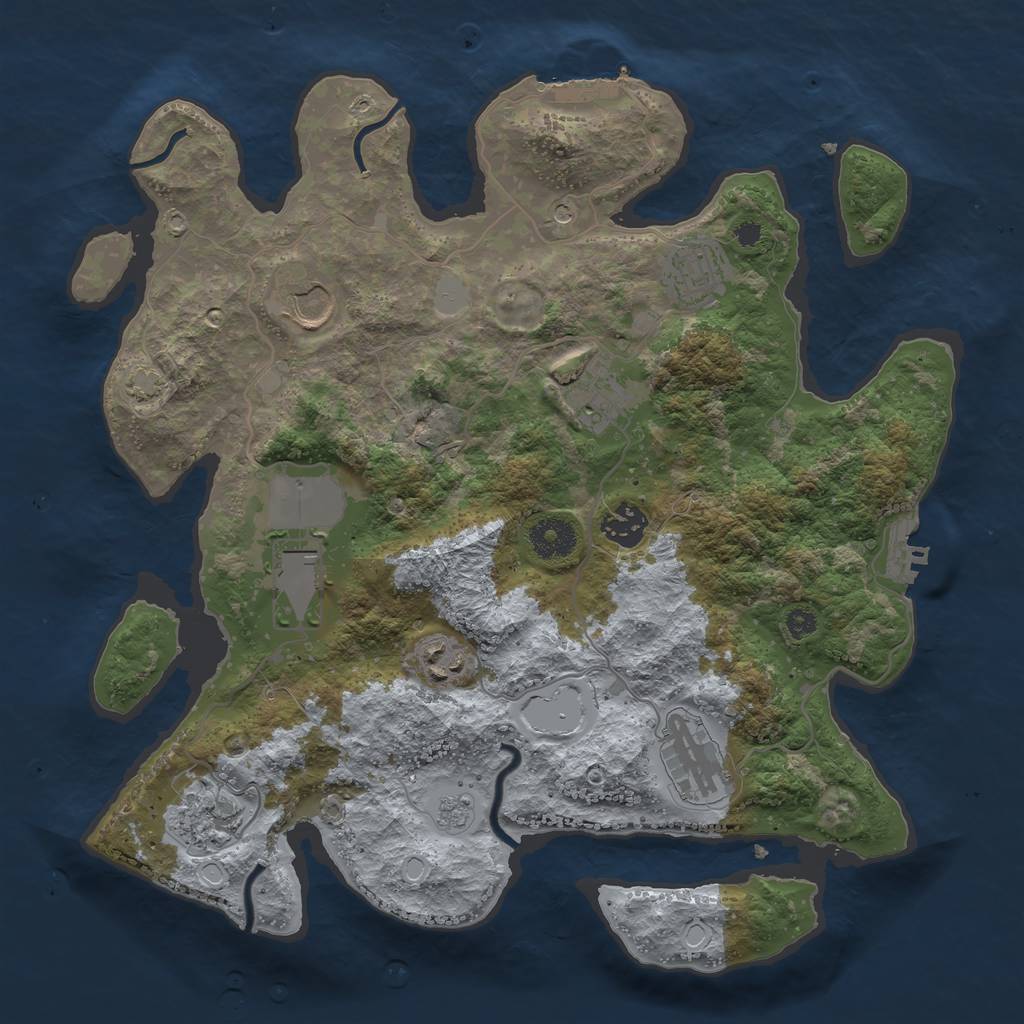 Rust Map: Procedural Map, Size: 3500, Seed: 809234353, 16 Monuments