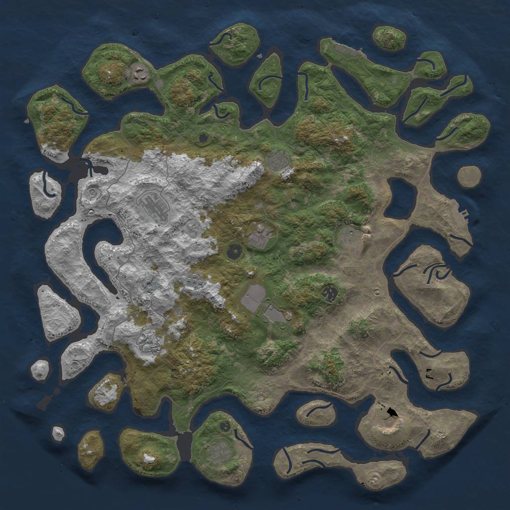 Rust Map: Procedural Map, Size: 5000, Seed: 2021070100, 16 Monuments