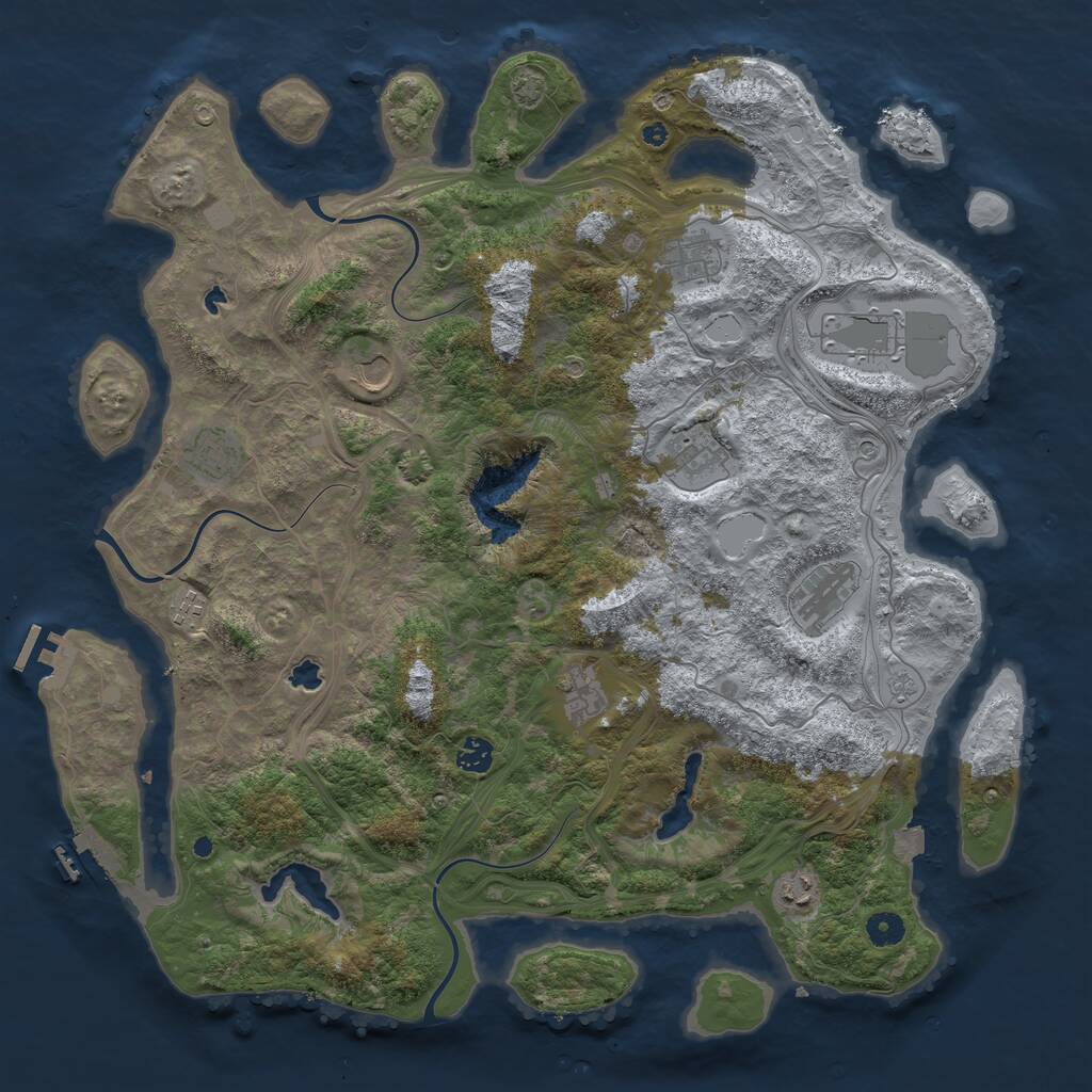 Rust Map: Procedural Map, Size: 4500, Seed: 1122, 16 Monuments
