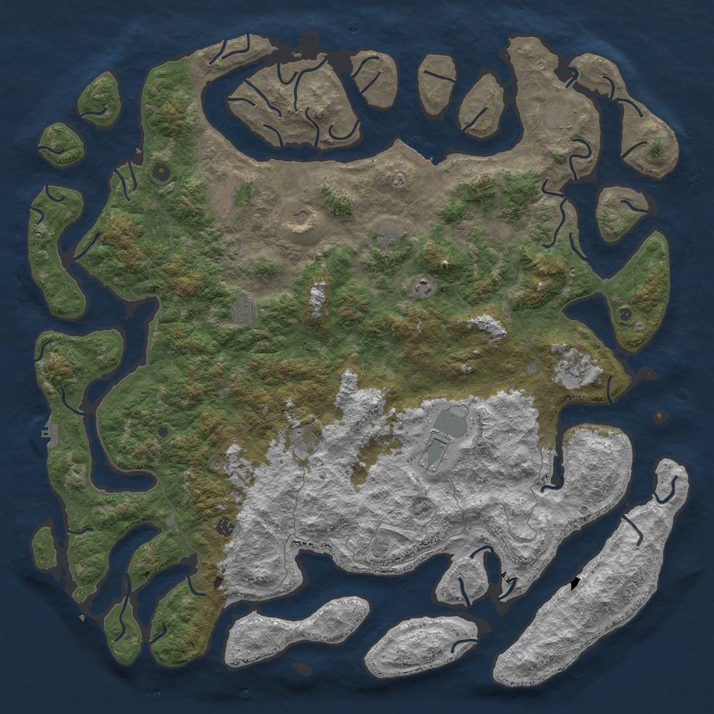 Rust Map: Procedural Map, Size: 6000, Seed: 143243247, 16 Monuments