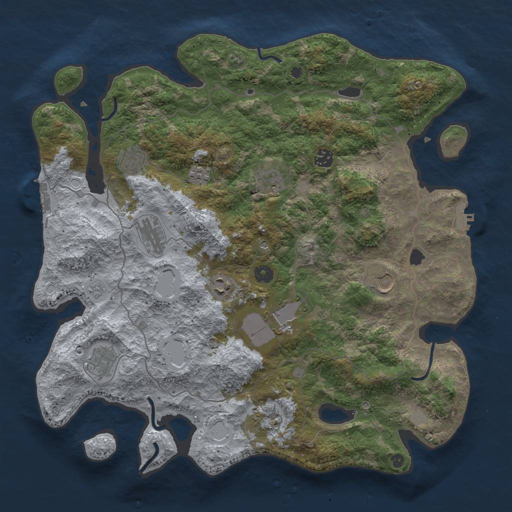 Rust Map: Procedural Map, Size: 4000, Seed: 925061, 17 Monuments