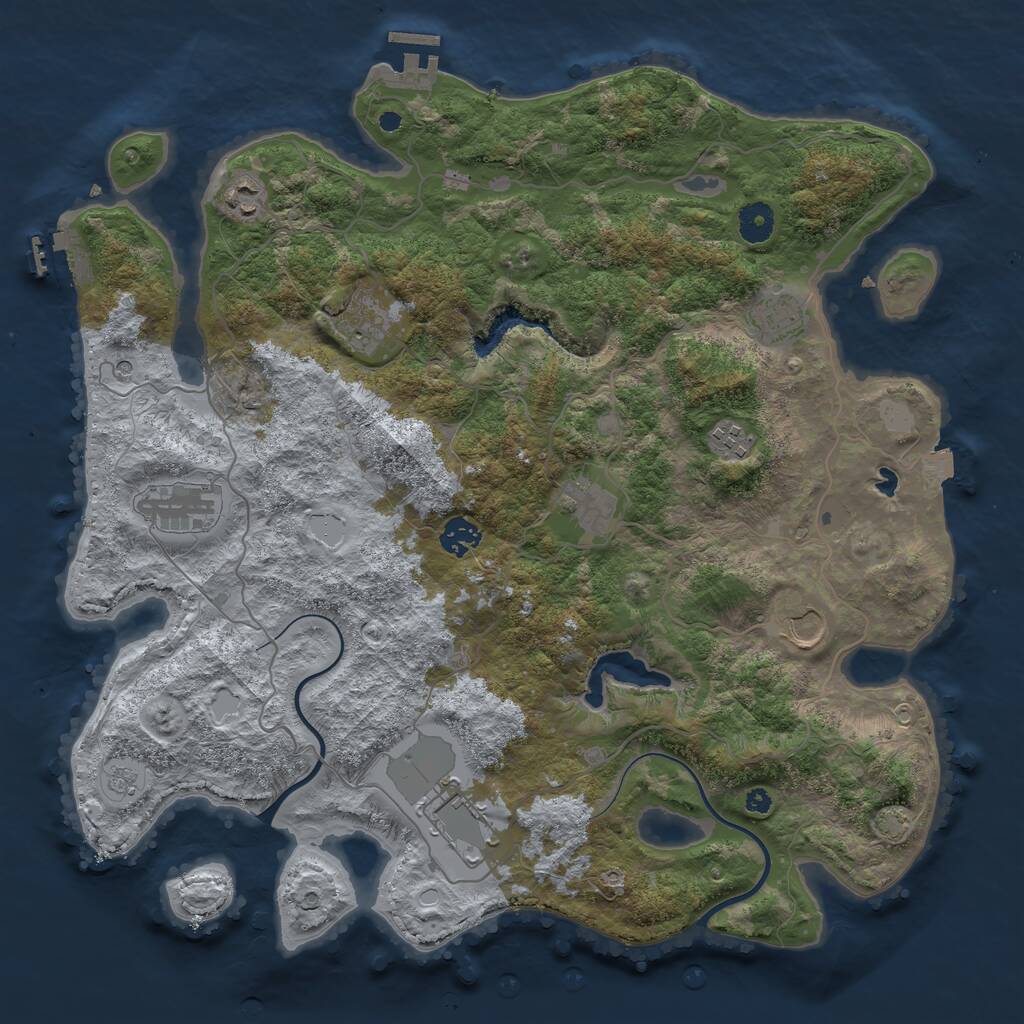Rust Map: Procedural Map, Size: 4000, Seed: 925061, 15 Monuments