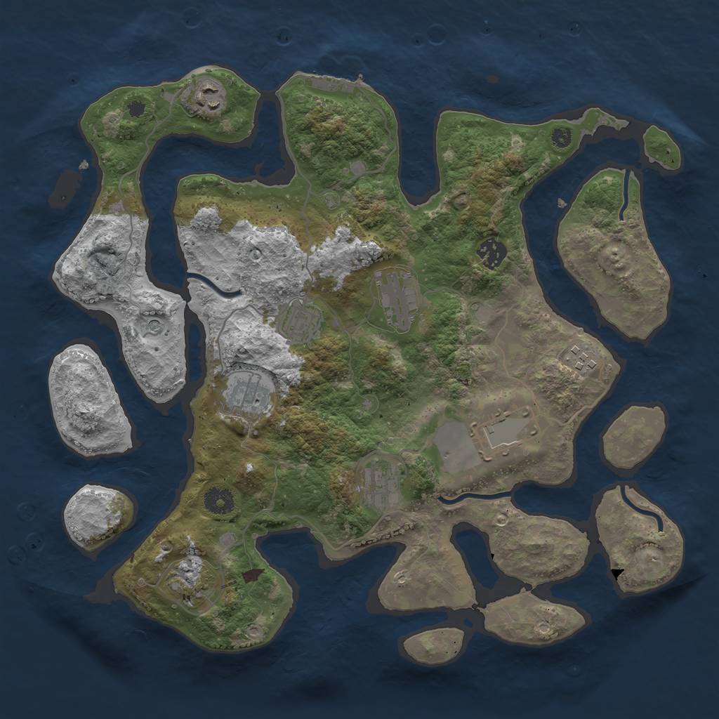 Rust Map: Procedural Map, Size: 3700, Seed: 701862382, 13 Monuments