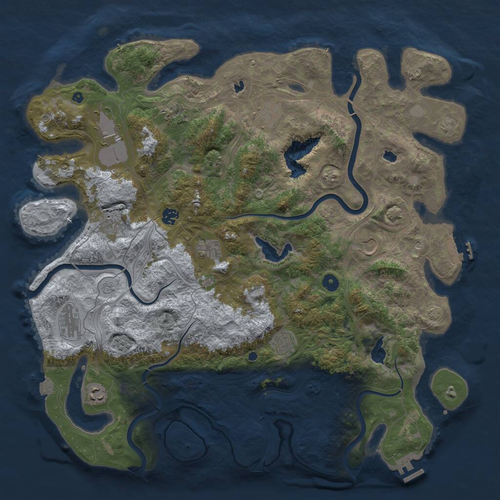 Rust Map: Procedural Map, Size: 4500, Seed: 21444, 17 Monuments