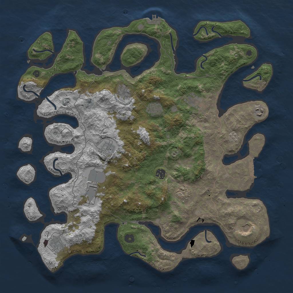 Rust Map: Procedural Map, Size: 4500, Seed: 932225, 19 Monuments